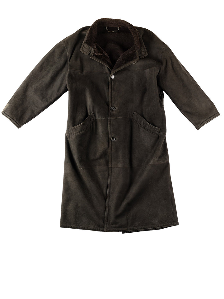 Vintage 80's Men Sheepskin Coat in KhakiVN312