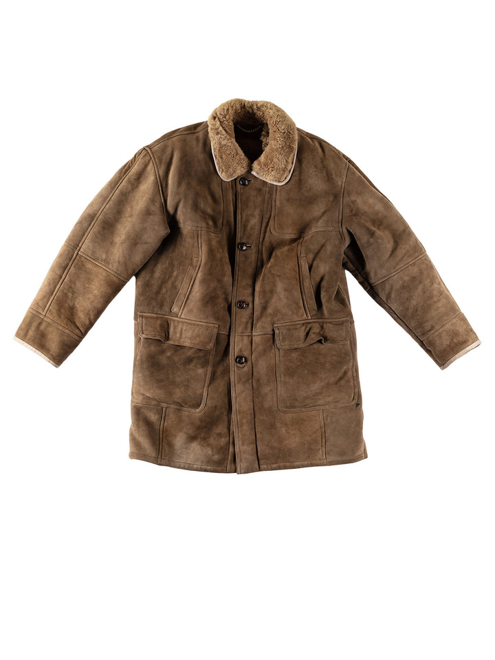 Vintage 70's Men Sheepskin Coat in BrownVN544
