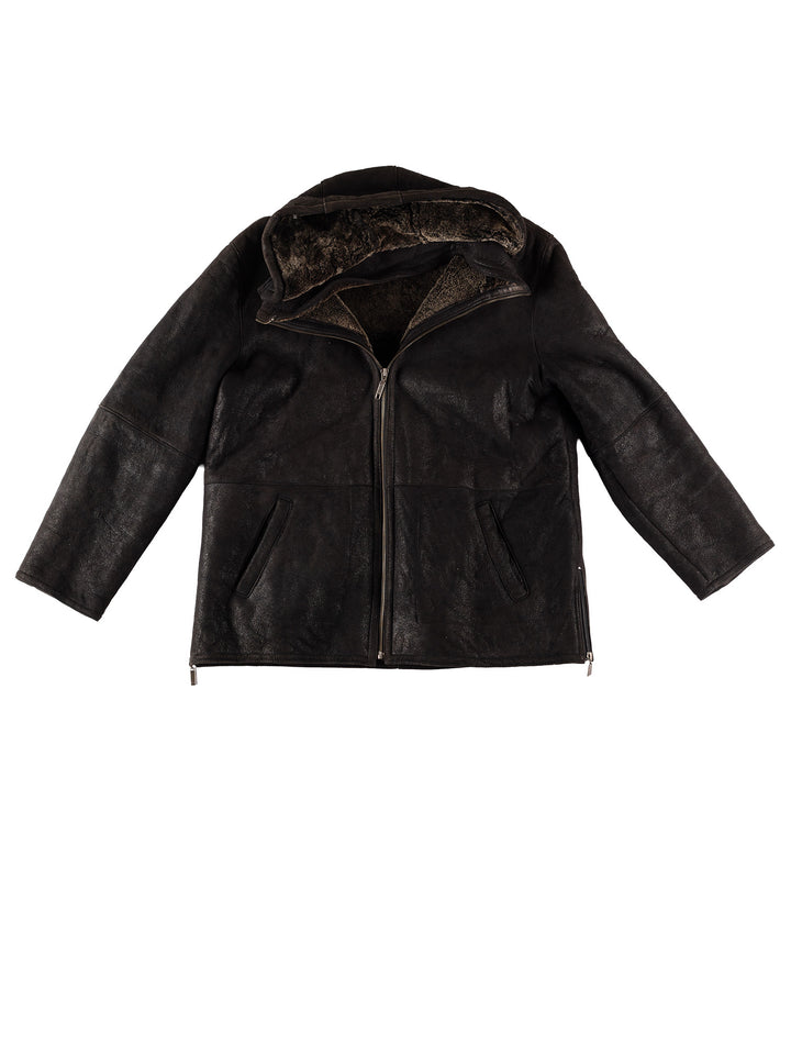 Vintage 80's Men Sheepskin Jacket in BlackVN613