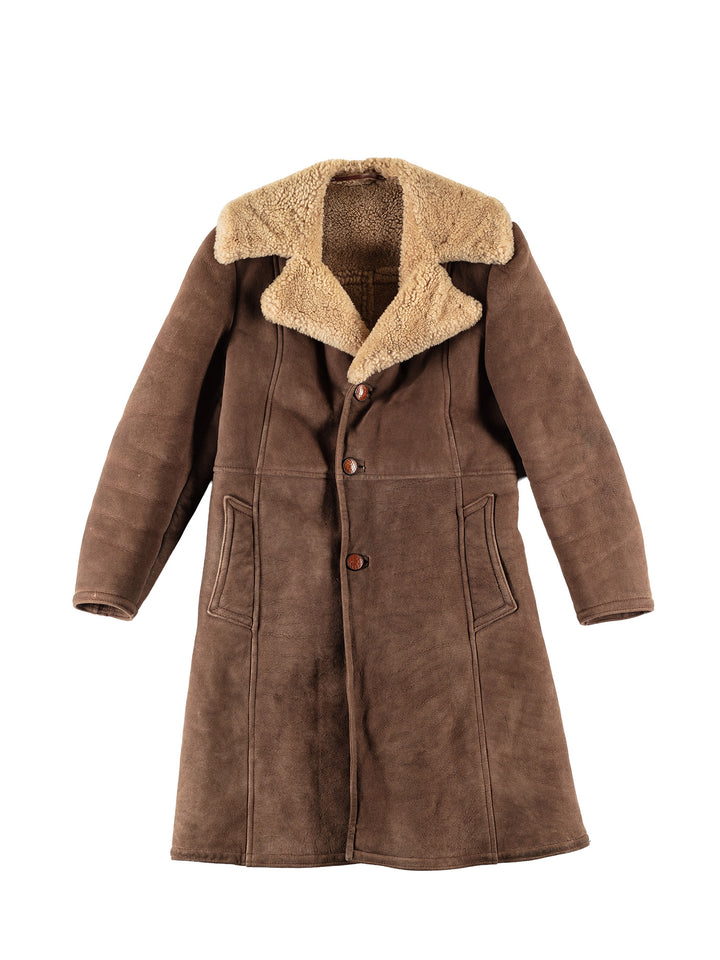 Vintage 70's Men Sheepskin Coat in BrownVN730