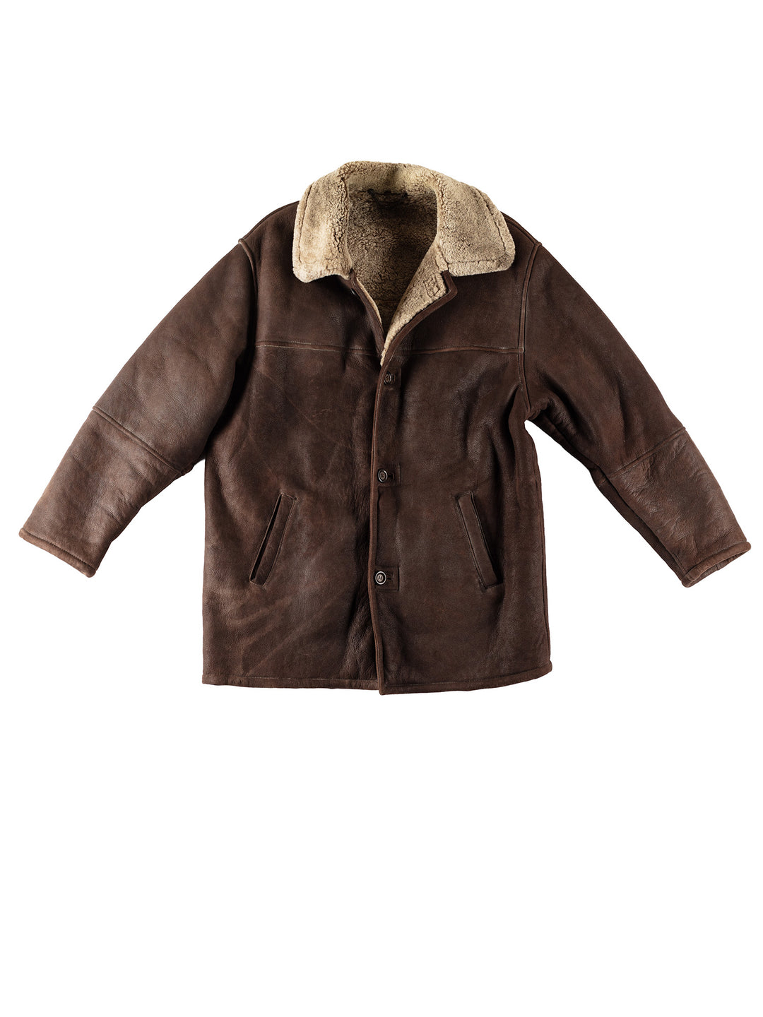 Vintage 80's Men Sheepskin Coat in BrownVN426
