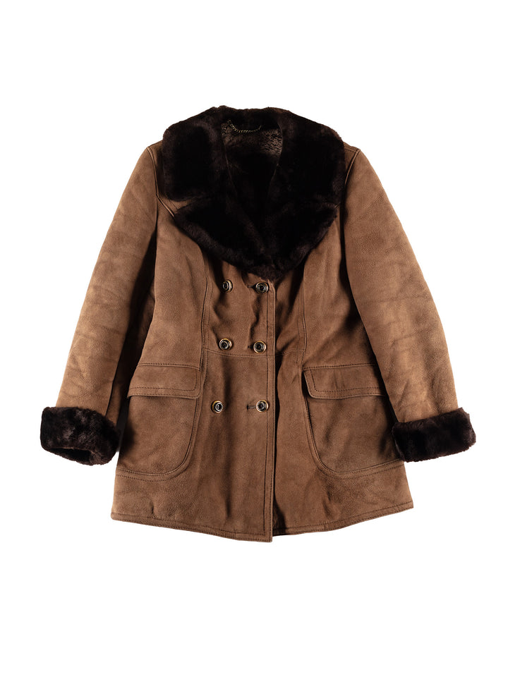 Vintage 70's Women Sheepskin Coat in BrownMN747