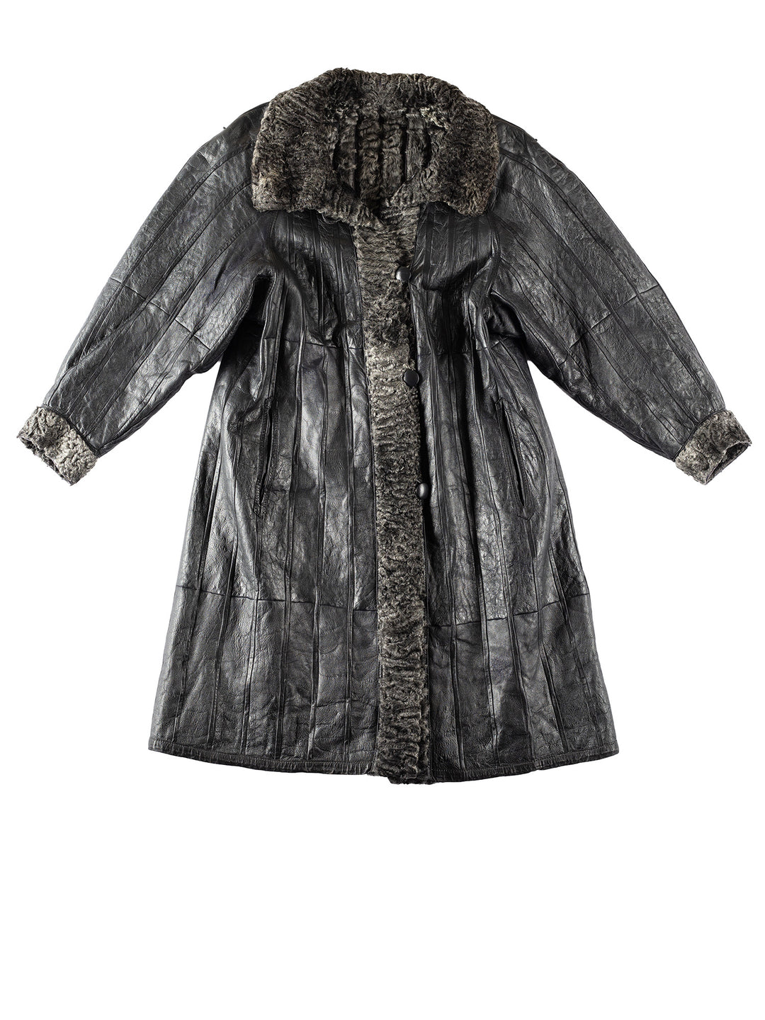 Vintage 70's Women Sheepskin Coat in GrayMN343