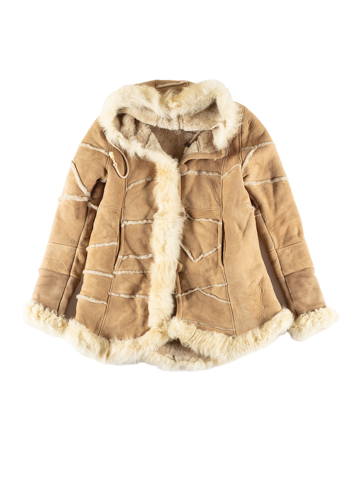 Vintage 70's Women Sheepskin Coat in BeigeMN497