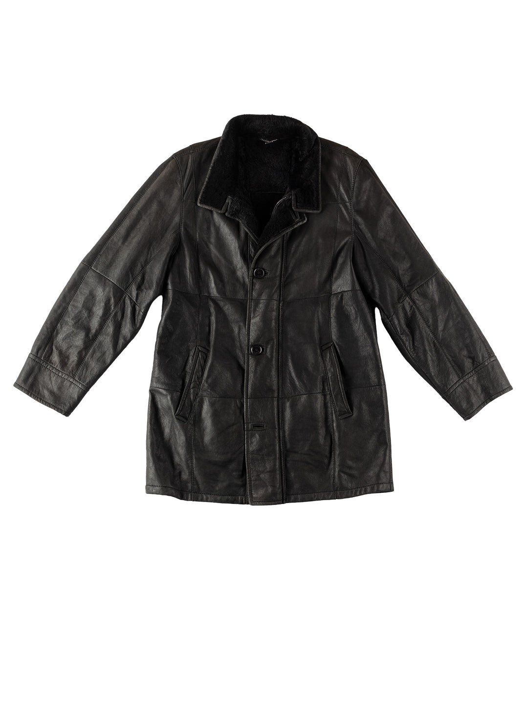 Vintage 80's Men Sheepskin Coat in BlackVN519