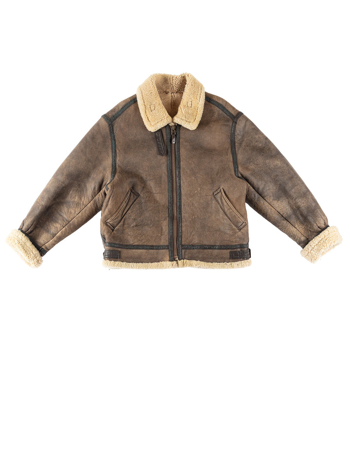 Vintage 80's Men Sheepskin Jacket in BrownVN267