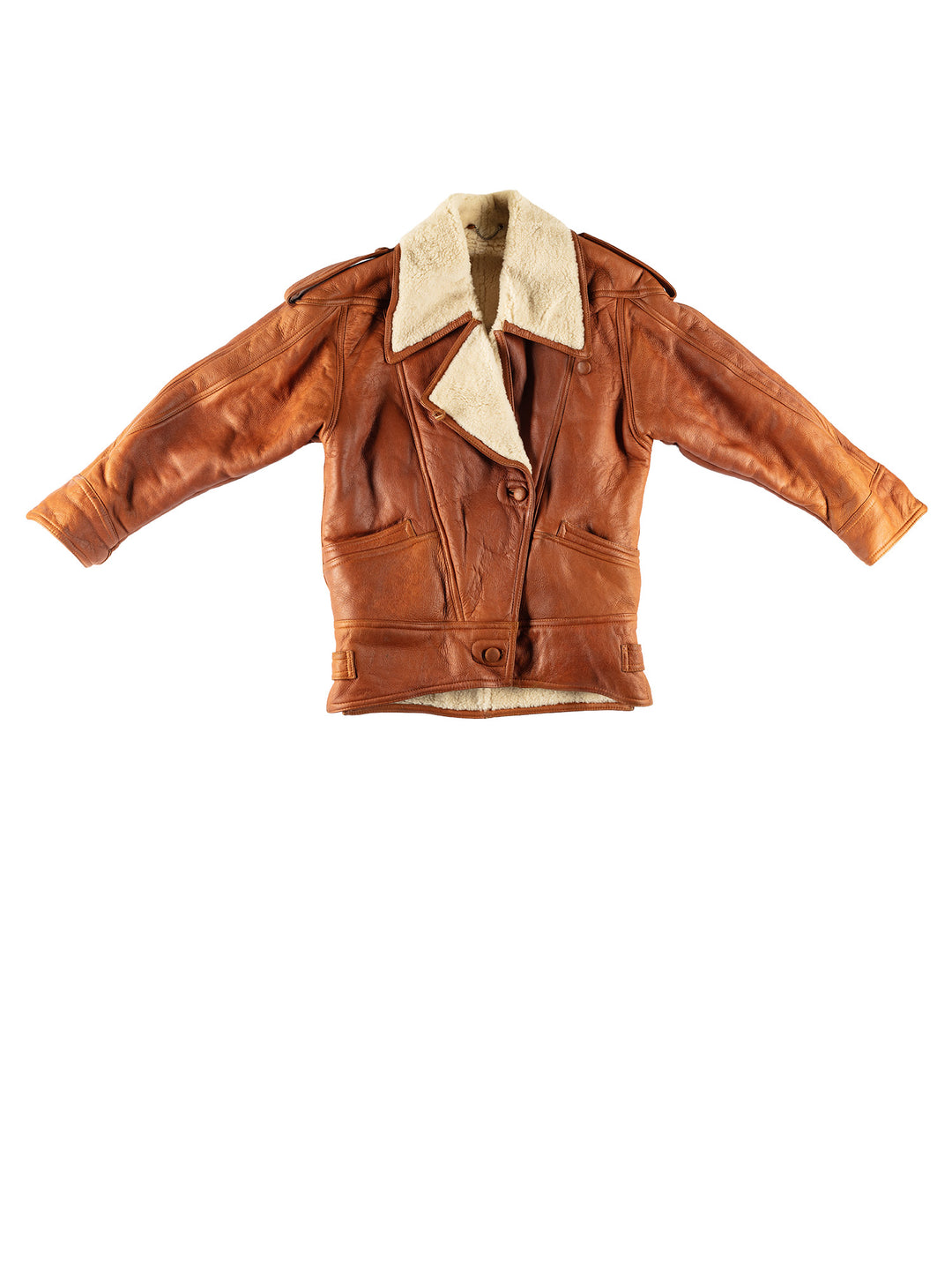 Vintage 80's Women Sheepskin Coat in BrownMN782