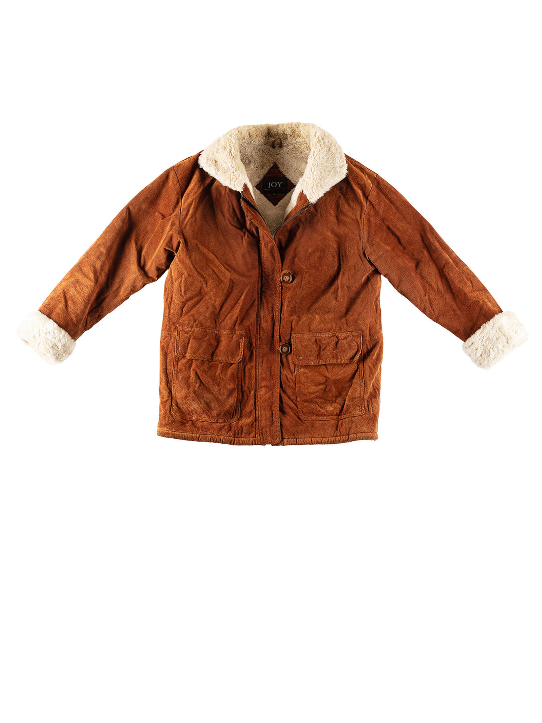 Vintage 80's Women Faux Sheepskin Coat in BrownMN477