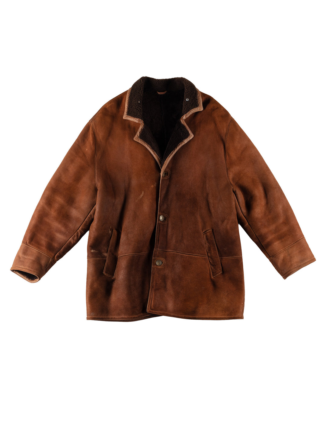 Vintage 80's Men Sheepskin Coat in BrownVN640