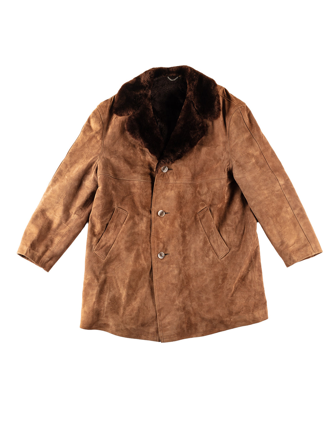Vintage 70's Men Faux Sheepskin Coat in BrownVN321