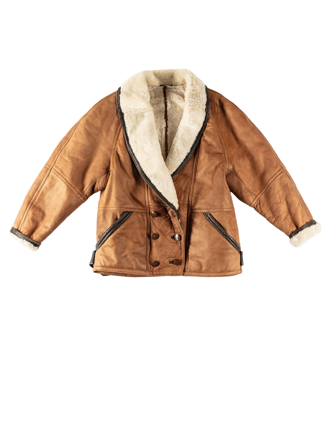 Vintage 80's Women Sheepskin Coat in BrownMN589