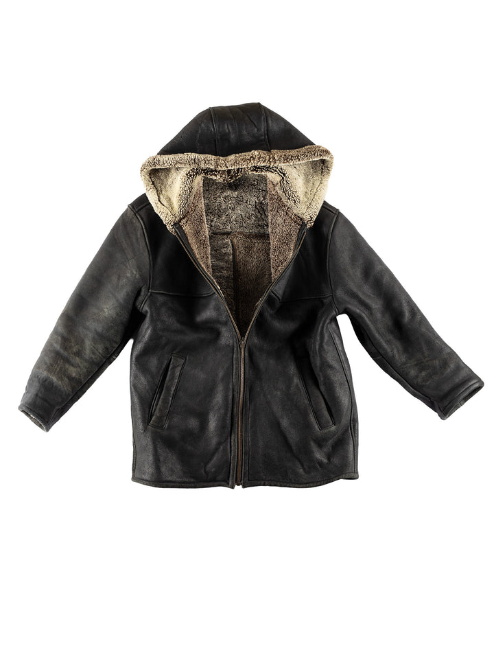 Vintage 80's Men Sheepskin Coat in BlackVN775