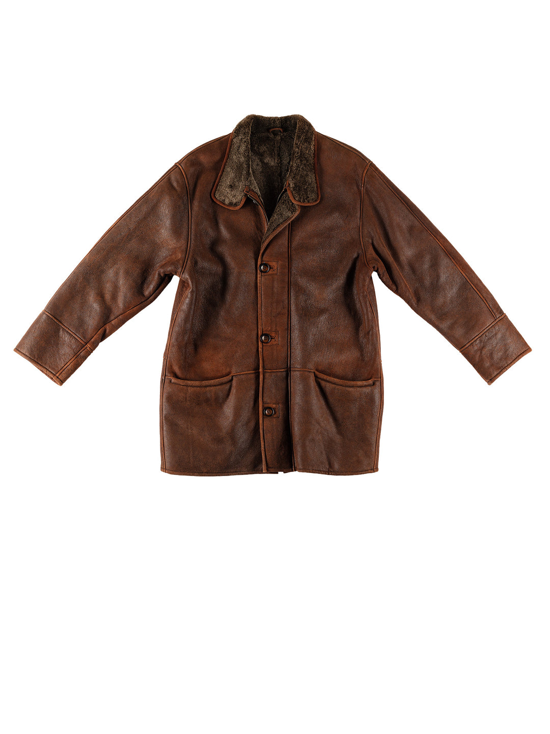 Vintage 80's Men Sheepskin Coat in BrownVN687