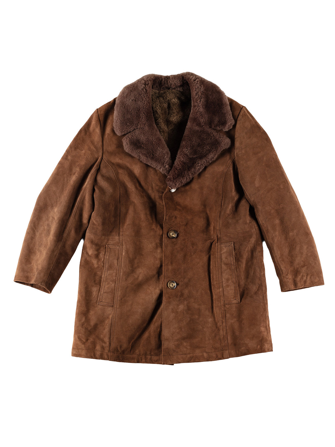 Vintage 80's Men Faux Sheepskin Coat in BrownVN535