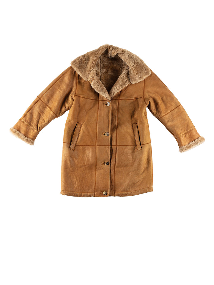 Vintage 80's Women Sheepskin Coat in BrownMN616