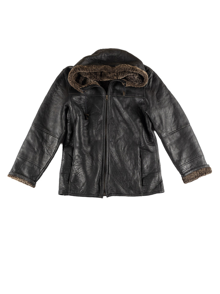 Vintage 80's Men Sheepskin Jacket in BlackVN463