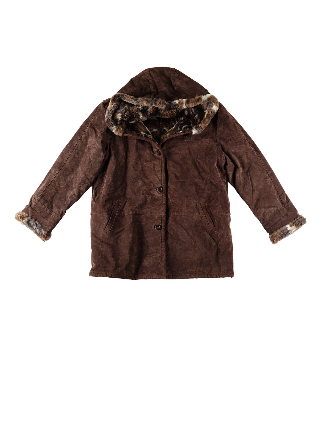 Vintage 90's Women Faux Sheepskin Coat in BrownMN590