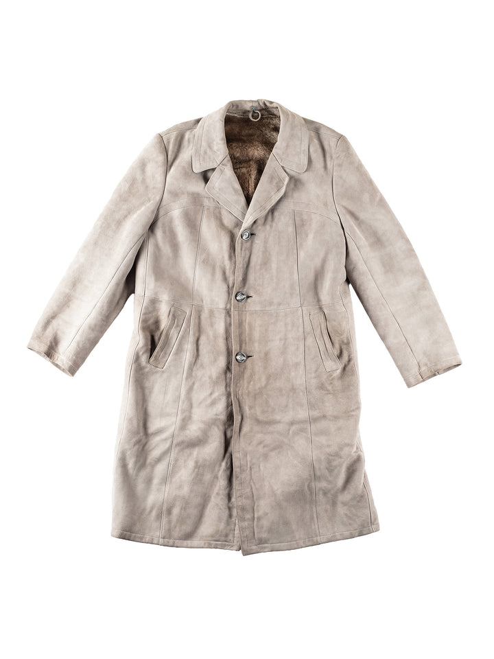 Vintage 80's Men Sheepskin Coat in GrayVN319