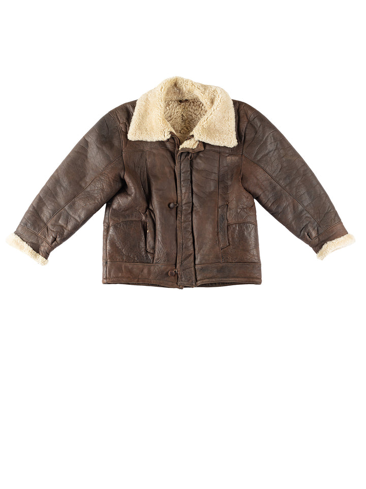 Vintage 80's Men Sheepskin Jacket in BrownVN269