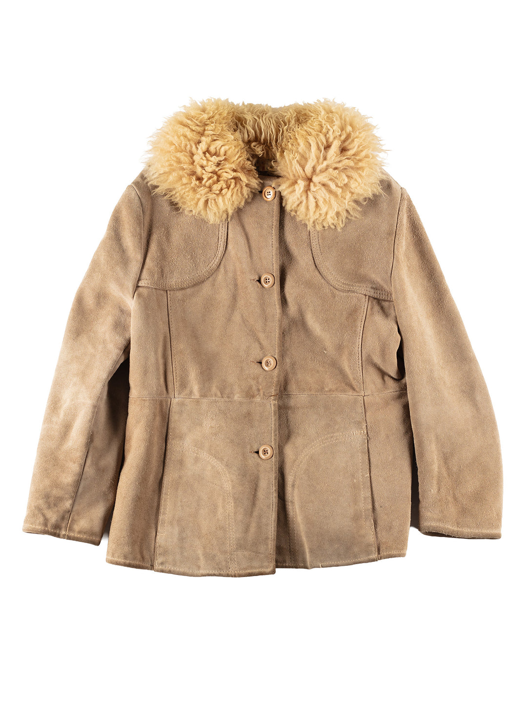 Vintage 90's Women Faux Sheepskin Coat in Beige