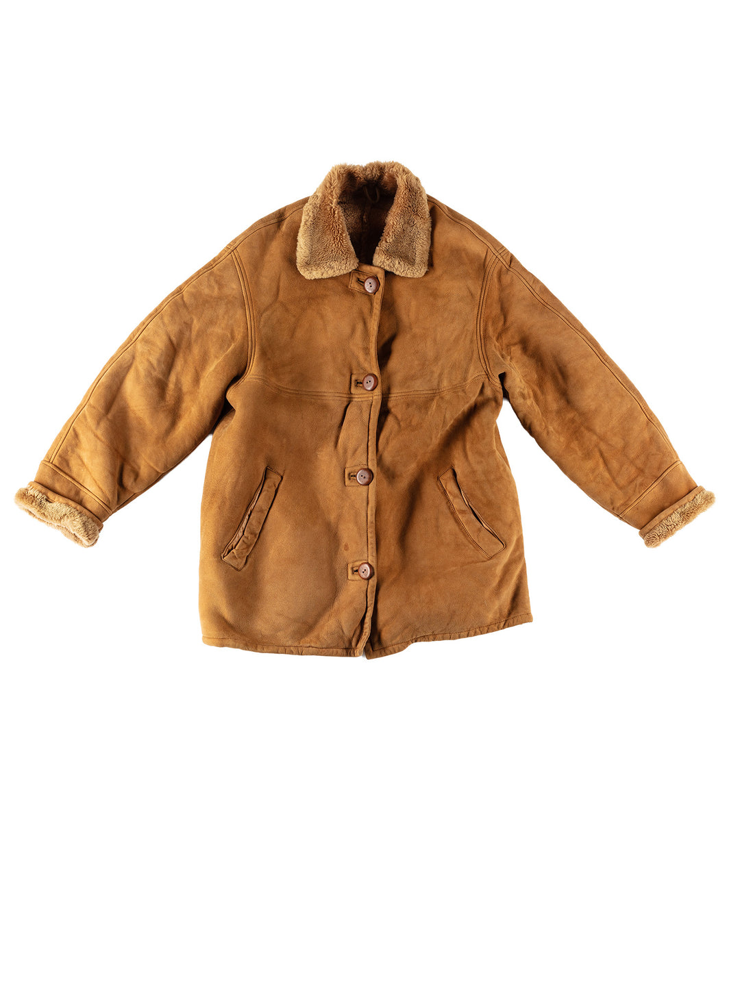 Vintage 80's Women Sheepskin Coat in BrownMN599