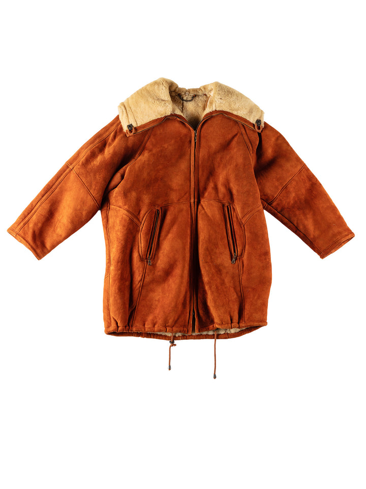 Vintage 80's Men Sheepskin Coat in OrangeVN427