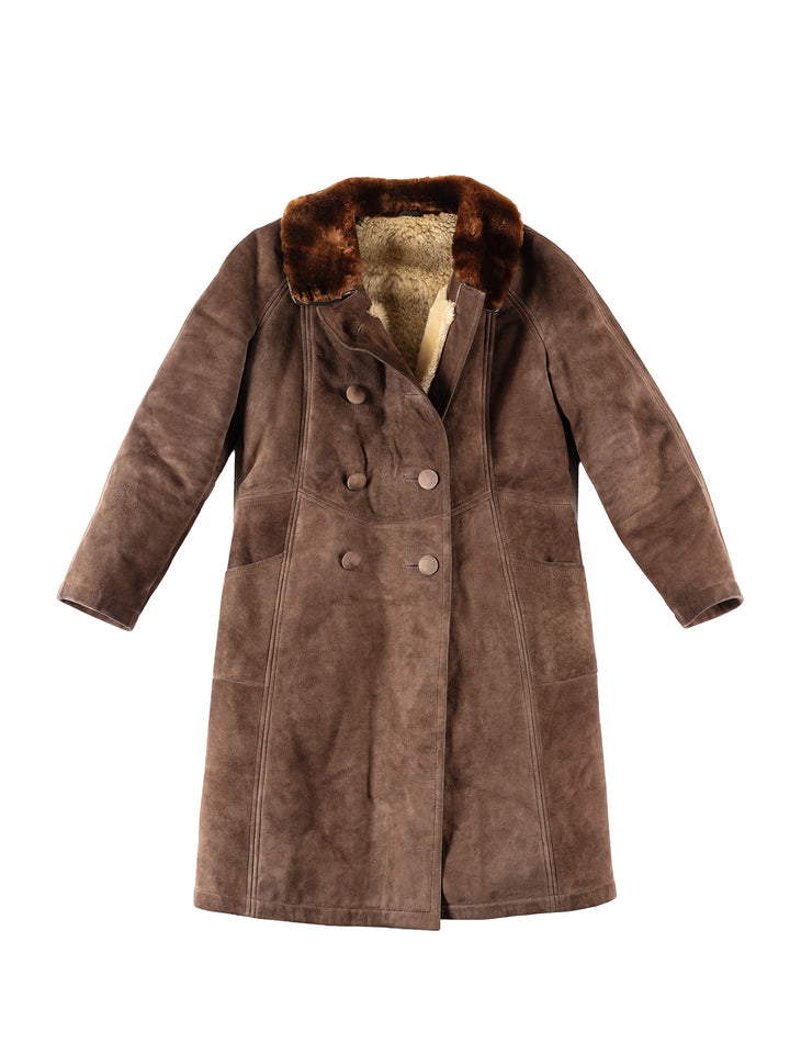 Vintage 80's Women Sheepskin Coat in BrownMN268