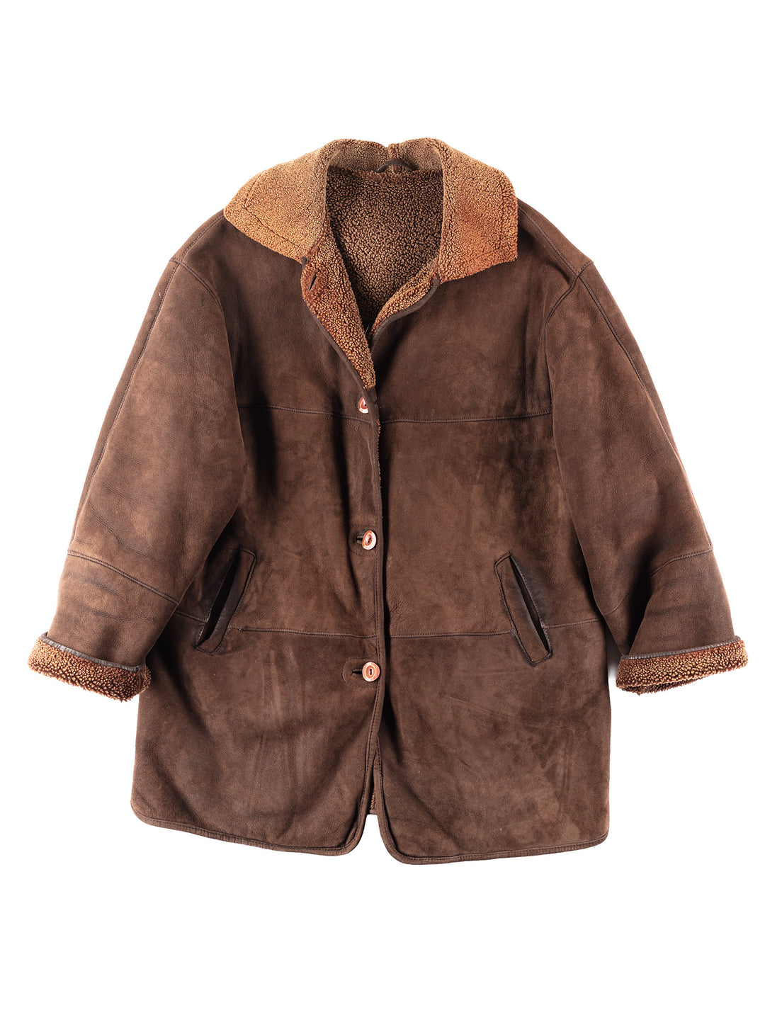 Vintage 00's Women Sheepskin Coat in Brown