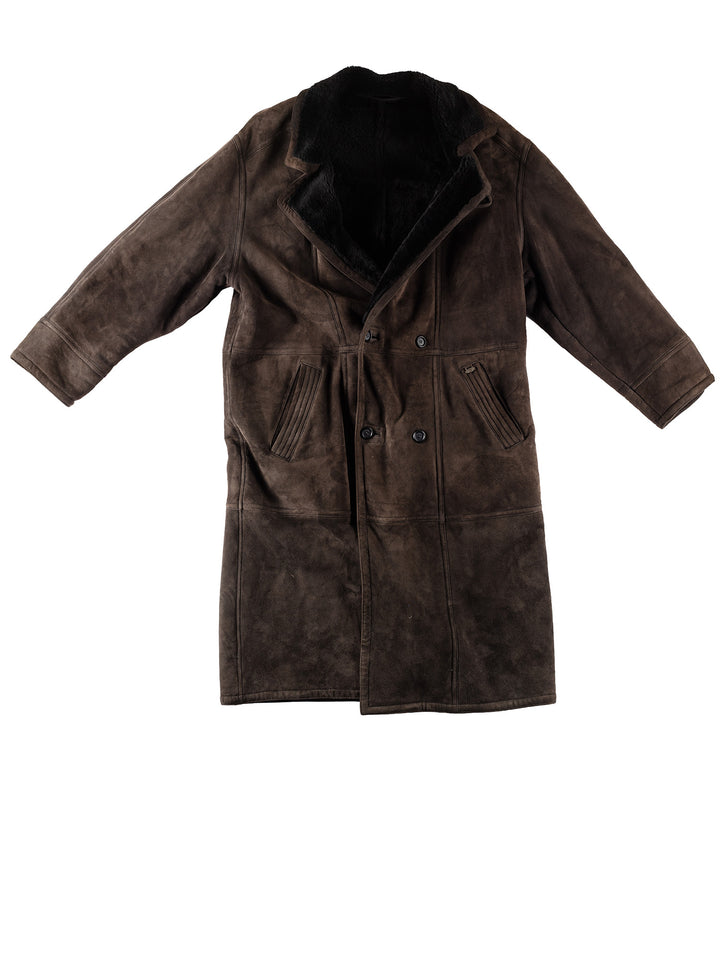 Vintage 80's Men Sheepskin Coat in BrownVN403