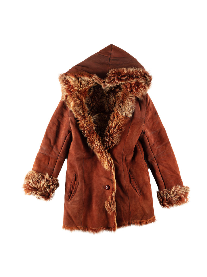 Vintage 70's Women Sheepskin Coat in BrownMN795