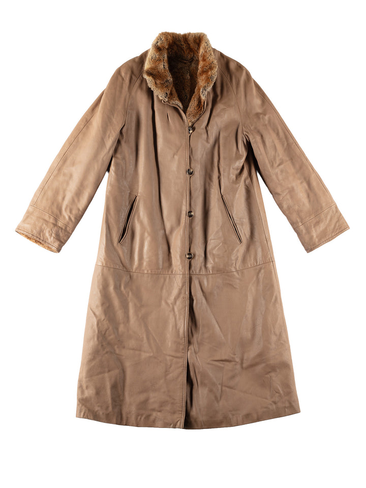 Vintage 80's Women Sheepskin Coat in BeigeMN734