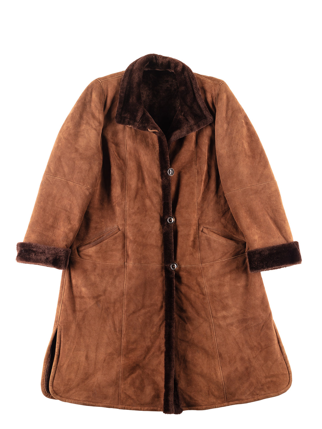 Vintage 80's Women Sheepskin Coat in Brown