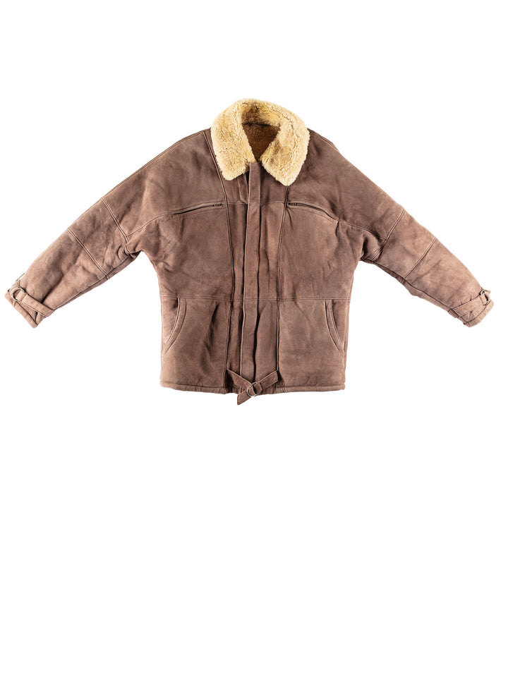 Vintage 80's Men Sheepskin Coat in BrownVN753