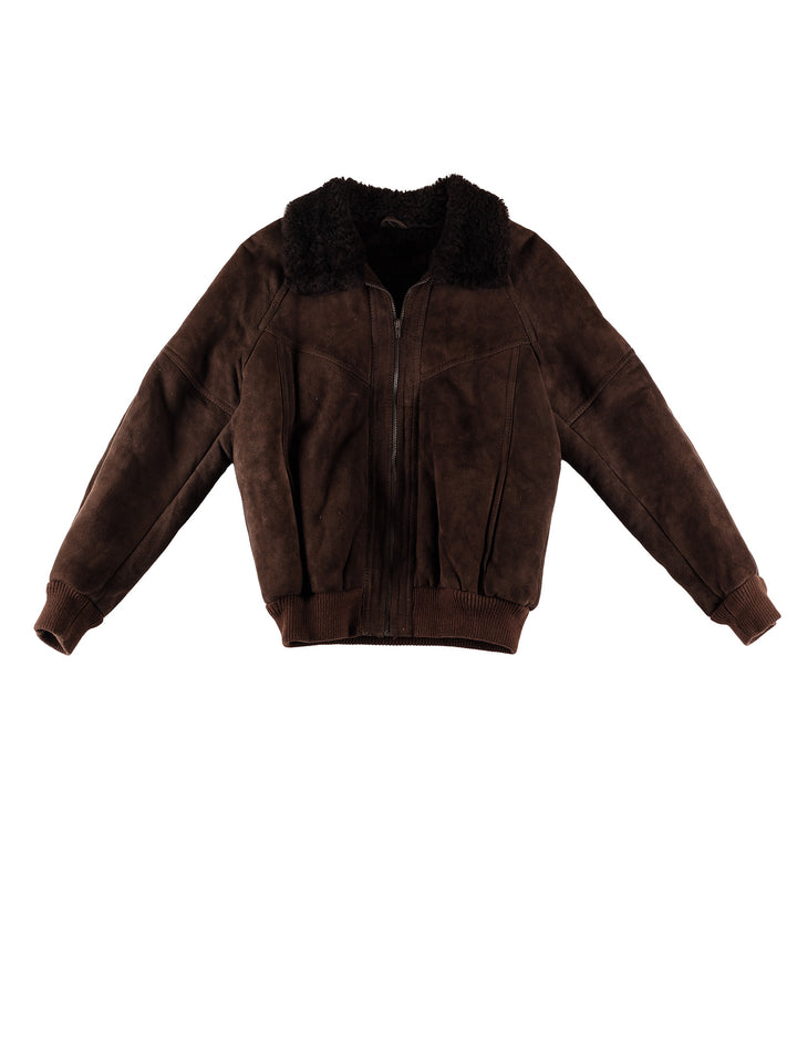 Vintage 80's Men Sheepskin Jacket in BrownVN624