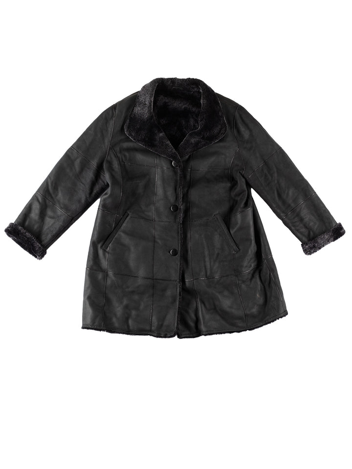 Vintage 80's Women Sheepskin Coat in BlueMN596