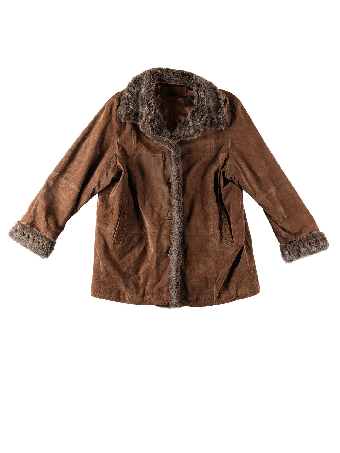 Vintage 70's Women Suede Coat in BrownMN346