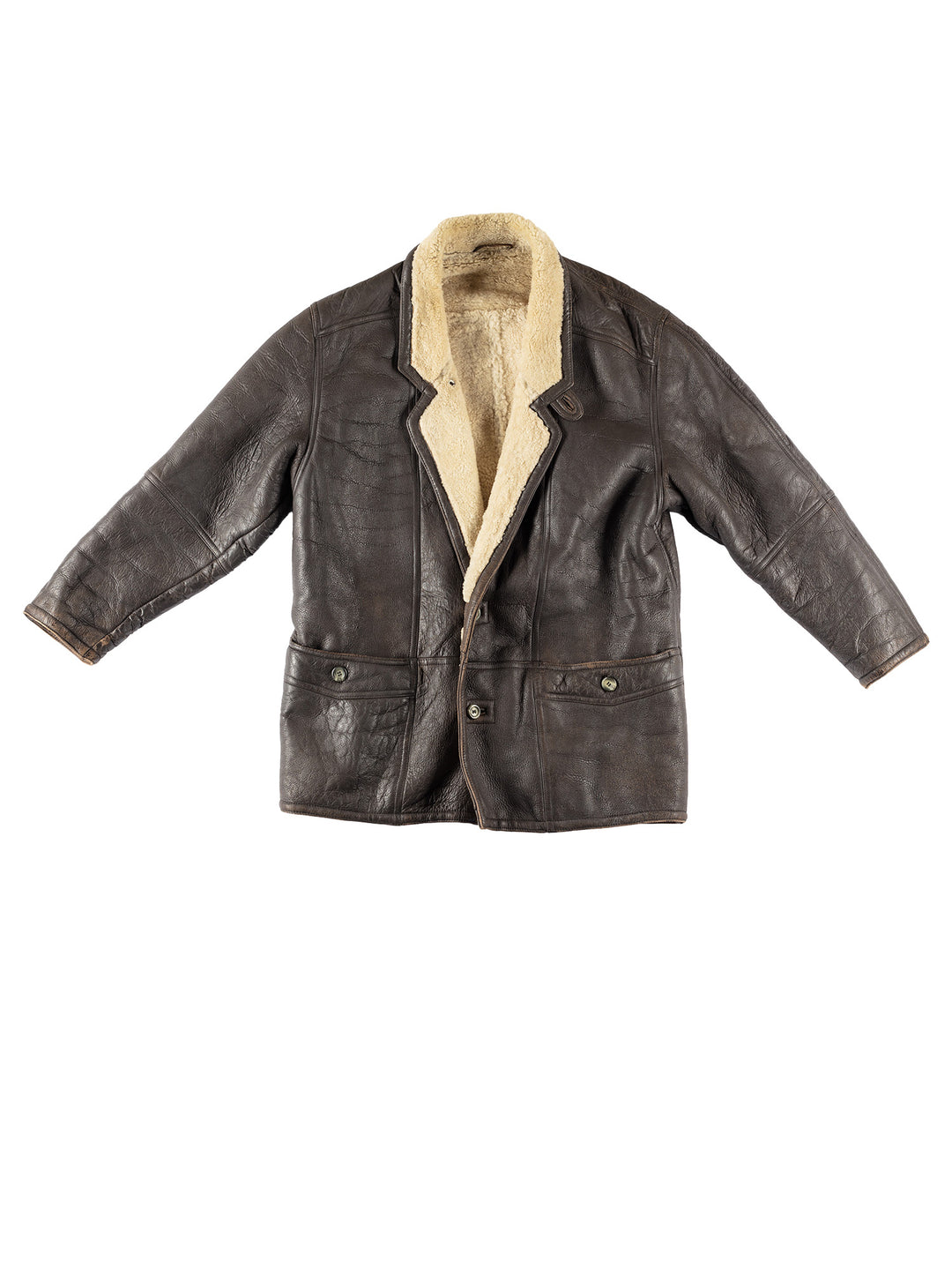Vintage 80's Men Sheepskin Coat in BrownVN563