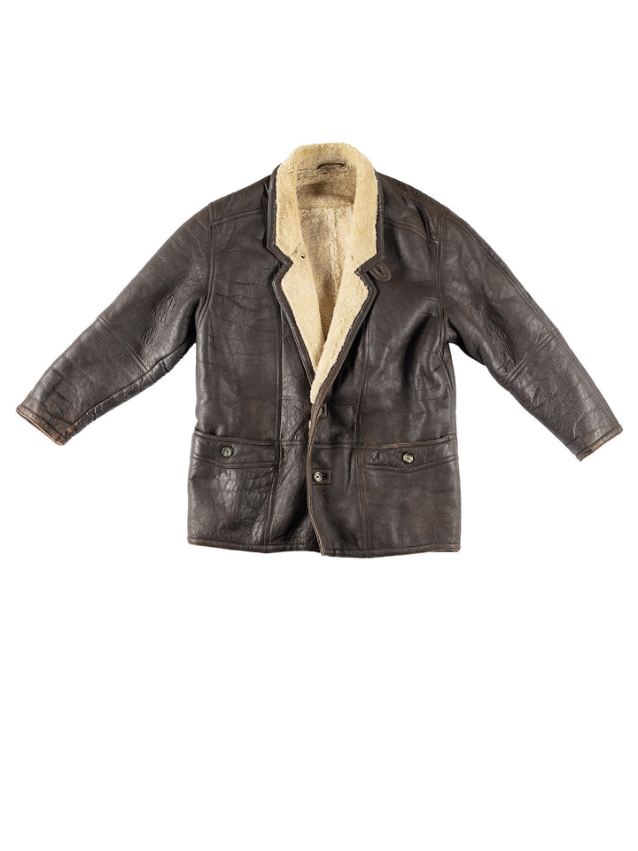 Vintage 80's Men Sheepskin Coat in BrownVN563