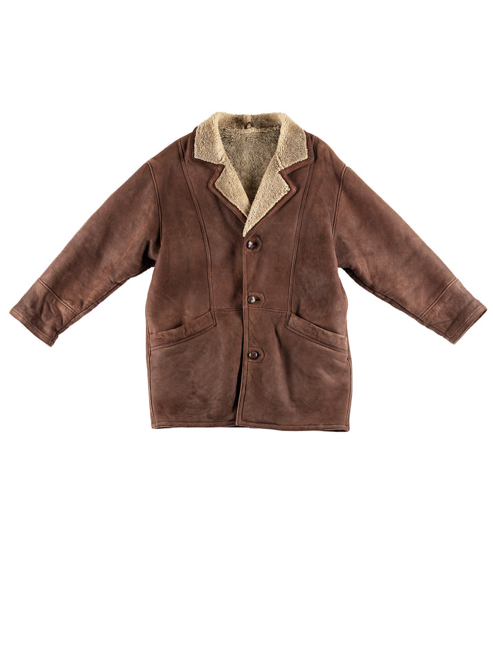 Vintage 80's Men Sheepskin Coat in BrownVN440