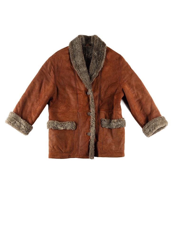 Vintage 70's Women Sheepskin Coat in BrownMN621