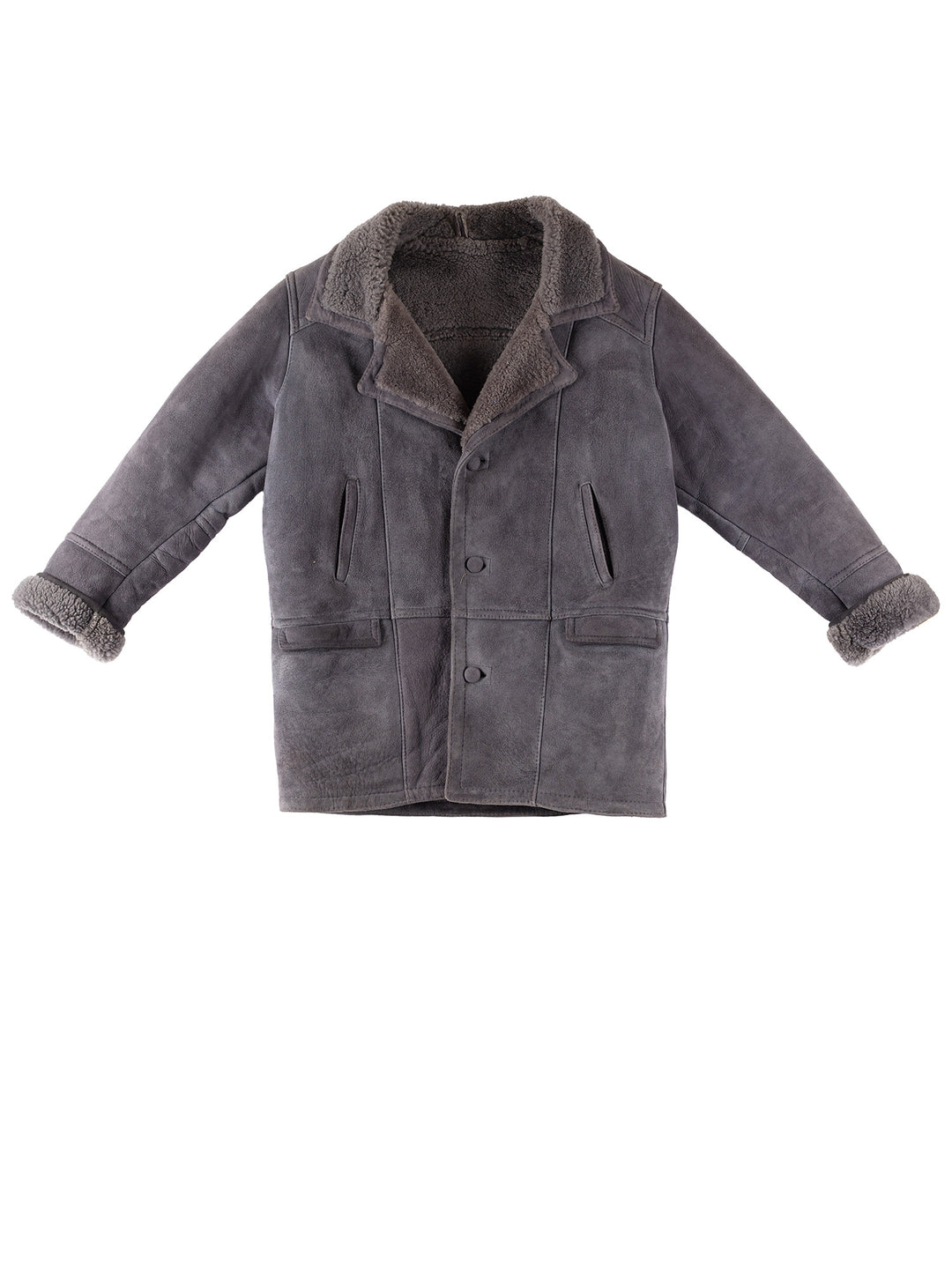 Vintage 80's Men Sheepskin Coat in GrayVN286