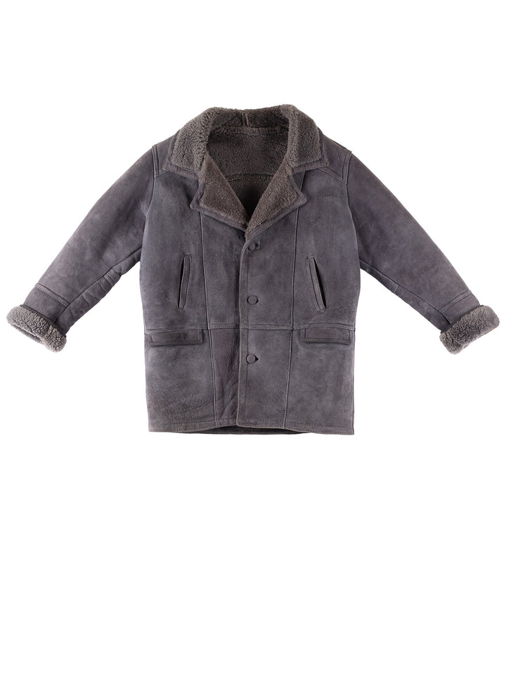 Vintage 80's Men Sheepskin Coat in GrayVN286