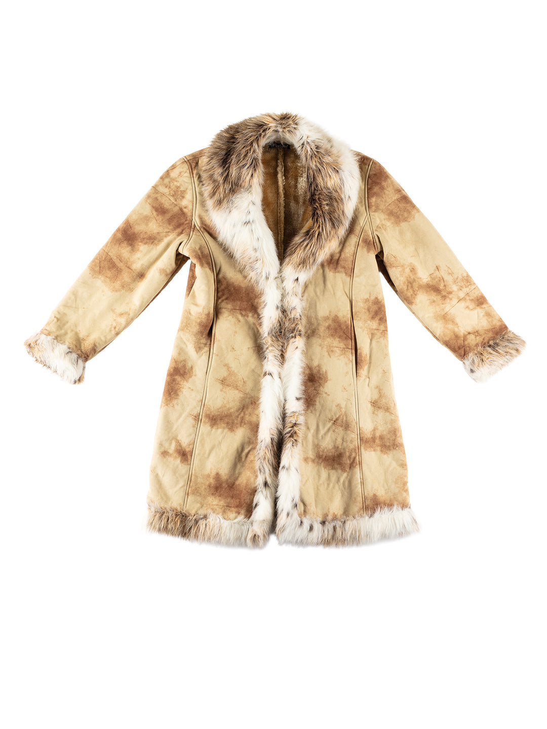 Vintage 70's Women Faux Sheepskin Coat in BeigeMN651