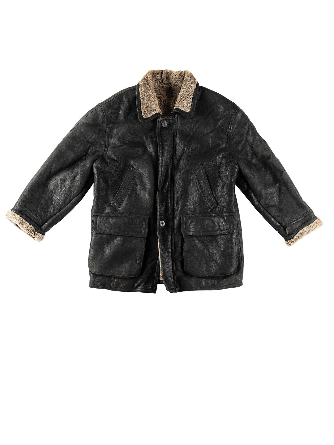 Vintage 80's Men Sheepskin Coat in BlackVN327