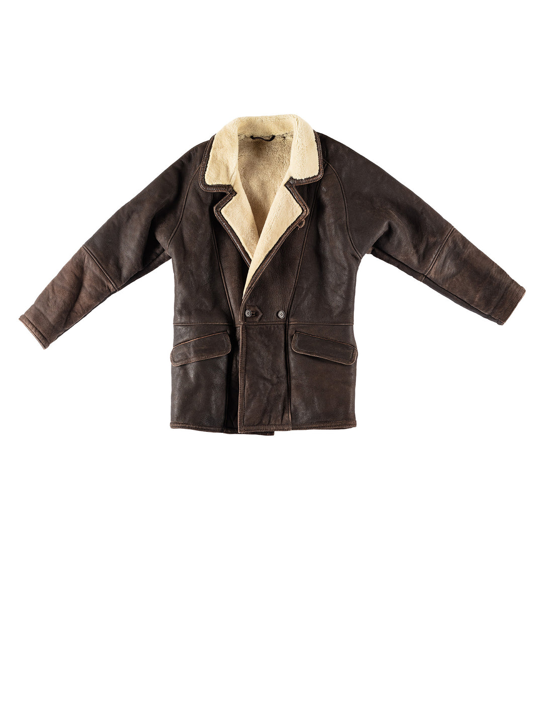 Vintage 80's Men Sheepskin Coat in BrownVN651