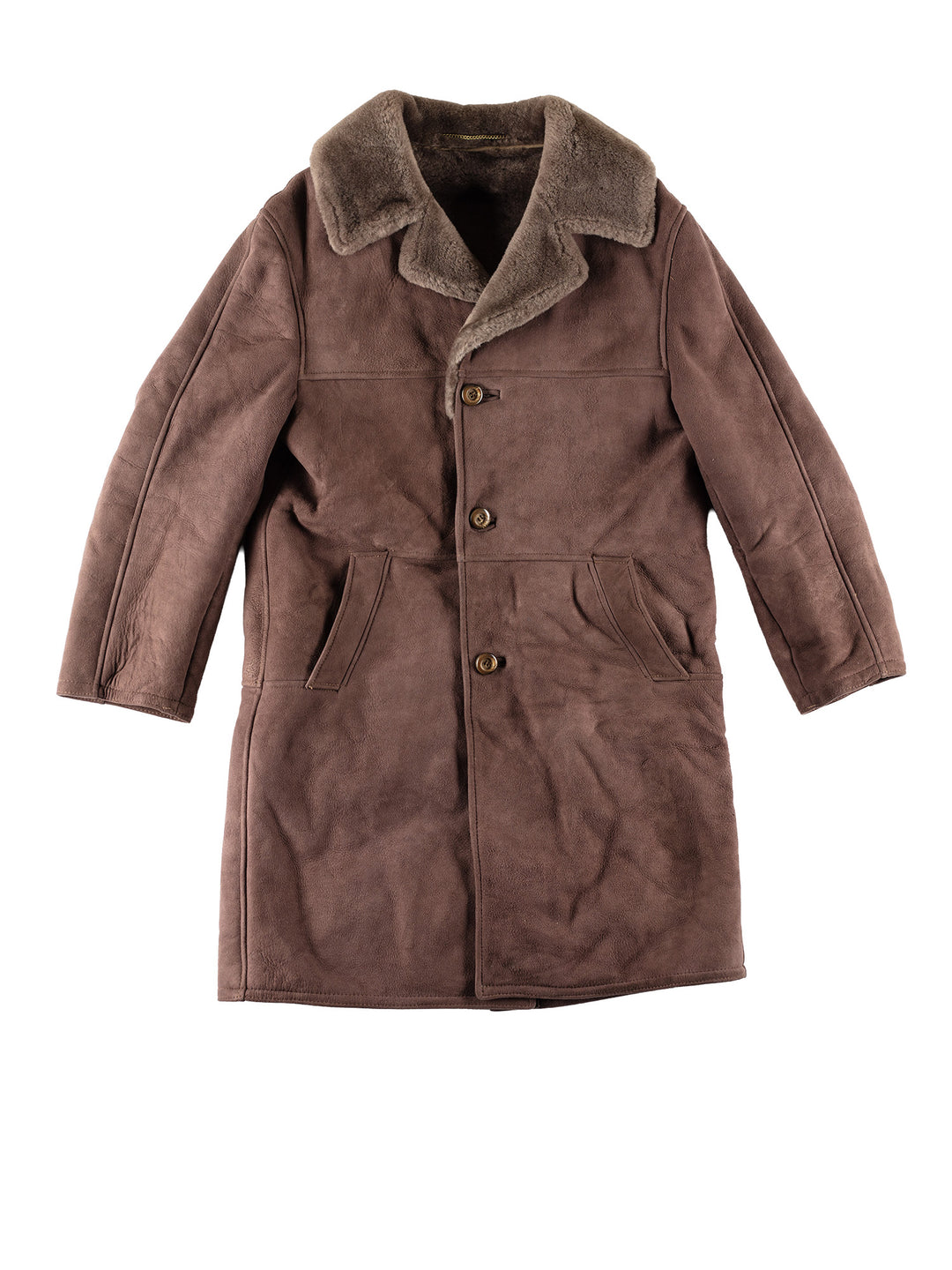Vintage 80's Men Sheepskin Coat in BrownVN658