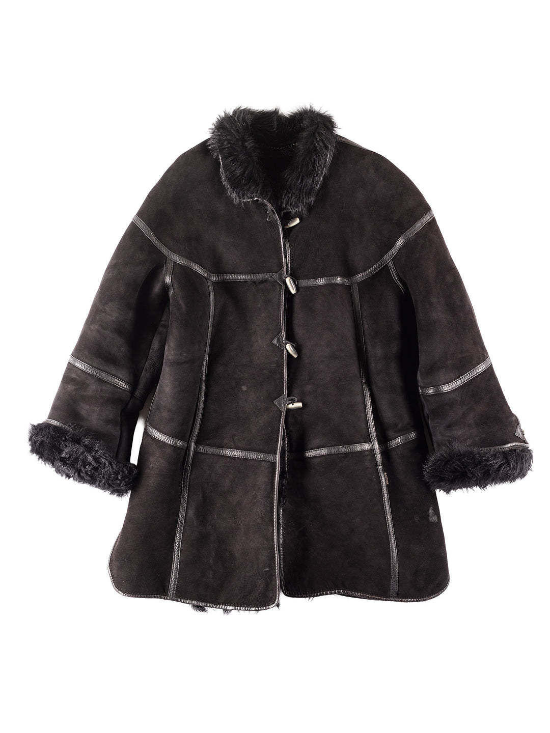Vintage 00's Women Sheepskin Coat in Black