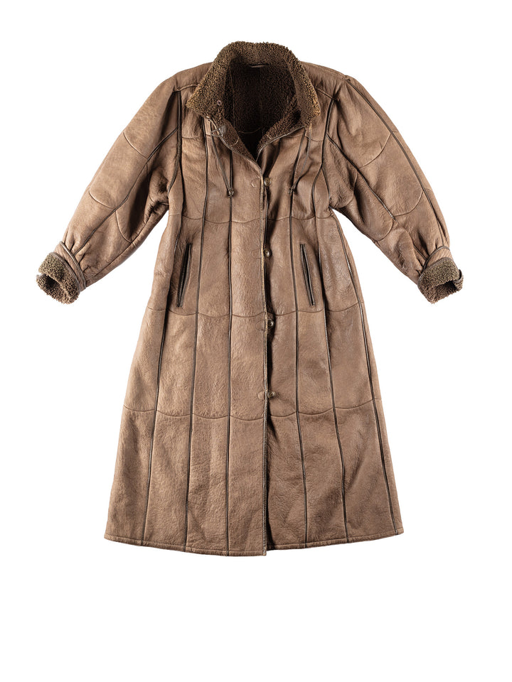 Vintage 90's Women Sheepskin Coat in BrownMN778