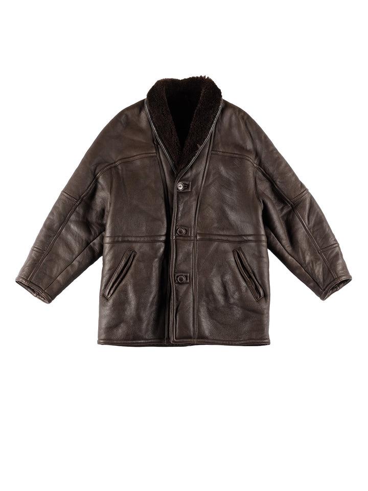 Vintage 80's Men Sheepskin Coat in BrownVN732