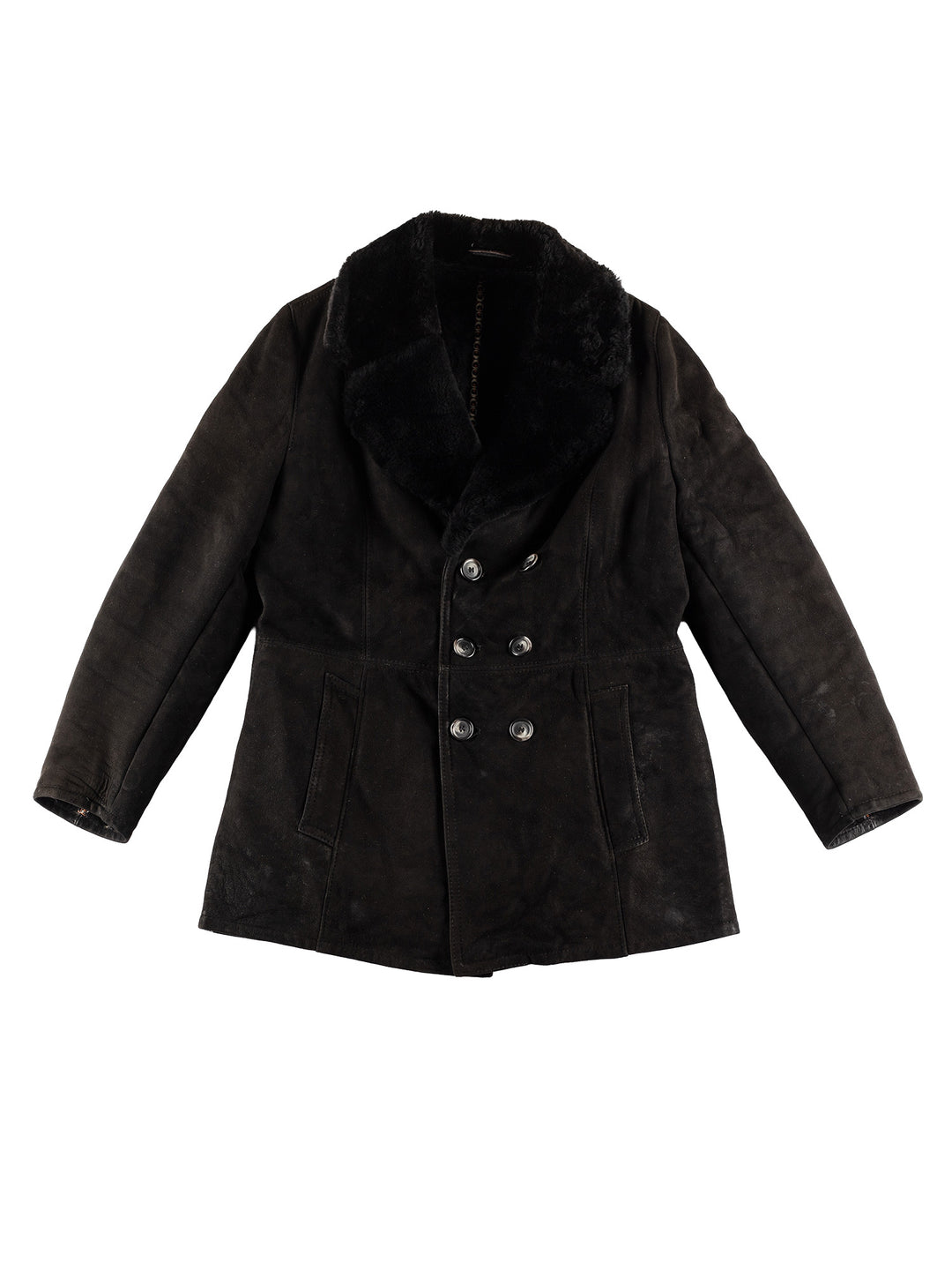 Vintage 70's Men Sheepskin Coat in BlackVN453